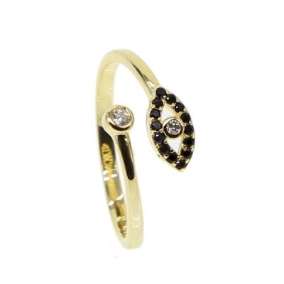 Bague Serpent Discrète Pierres Noires Or